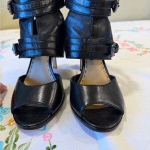 Coach Filomena buckle peep-toe heels 
: